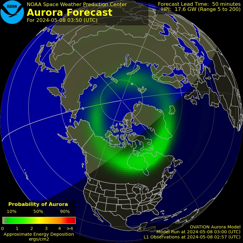Current North Pole
                            Auroral Oval: