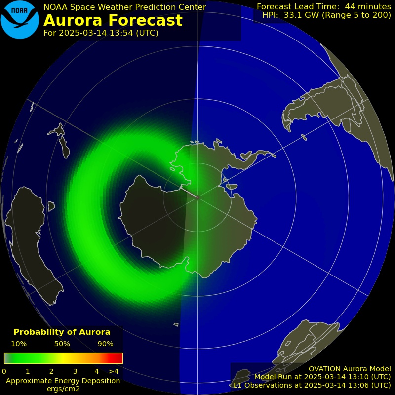 Imagen del pronóstico de las auroras del sur