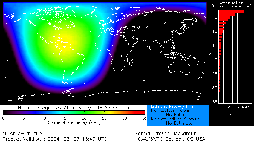 MAPA GLOBAL DE ABSORCION PREVISTA DE LA CAPA D - SWPC-NOAA